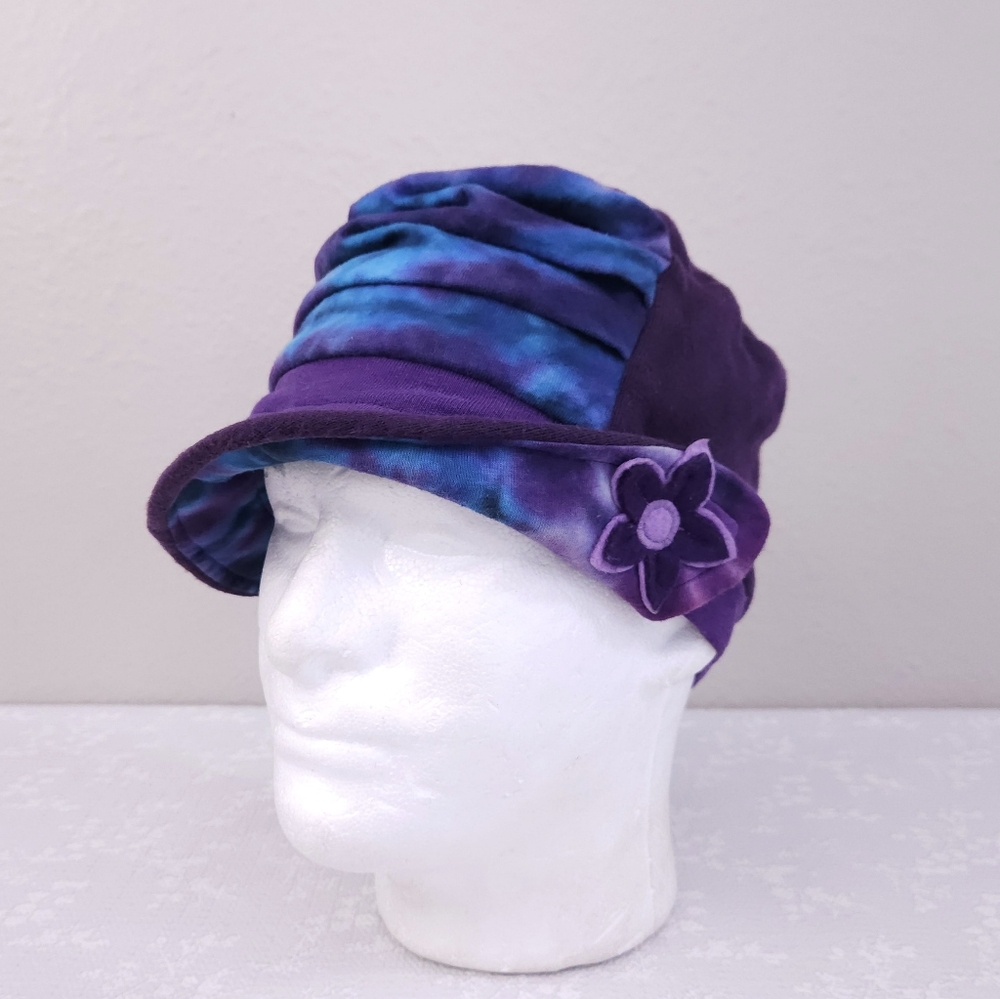 FLOOD Clothing Tie Dye Upcycled Hat Handmade Blue Purple